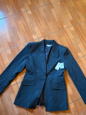 Good American Essential Suiting Sculpted Blazer In Dark Heather Gray